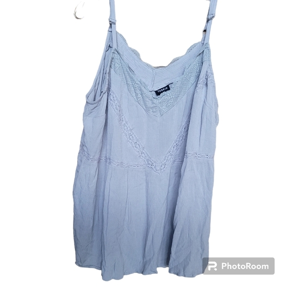 torrid Tops - Torrid 22/24 / 3X Baby Blue Spaghetti Strap Blouse Lace Boho Beachy Summer